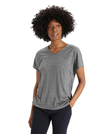 Dámské Tričko Icebreaker Merino Drayden Reversible Krátké Sleeve Top Šedé | CZ 1363TCEV
